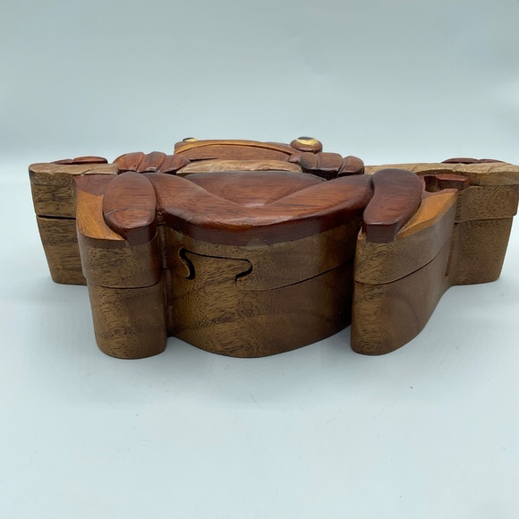 Tree Frog Hand Carved Keepsake Gift Box wooden frog keepsake - Picture 6 of 10